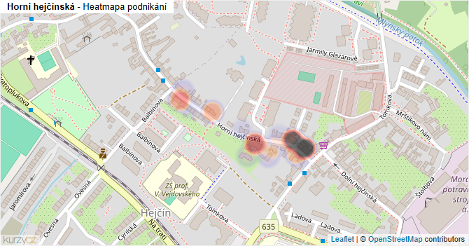 Horní hejčínská - mapa podnikání