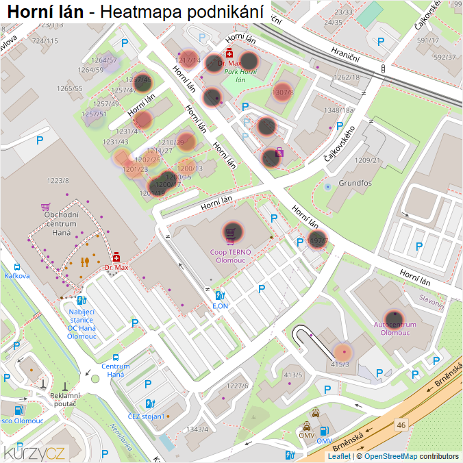 Mapa Horní lán - Firmy v ulici.