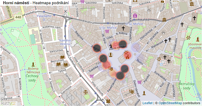 Horní náměstí - mapa podnikání