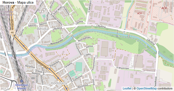 Horova - mapa ulice