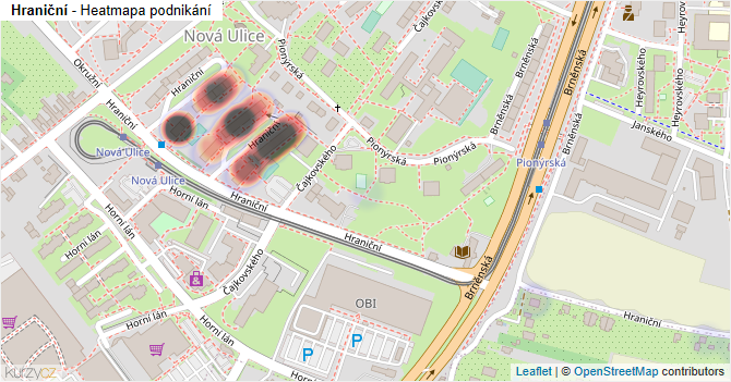 Hraniční - mapa podnikání