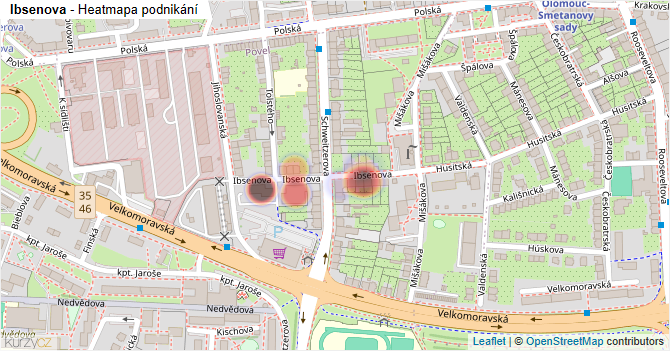 Ibsenova - mapa podnikání