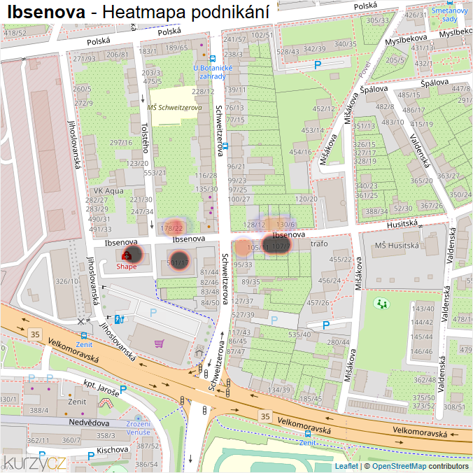 Mapa Ibsenova - Firmy v ulici.