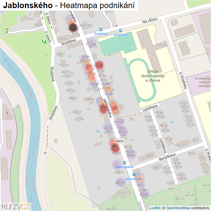 Mapa Jablonského - Firmy v ulici.