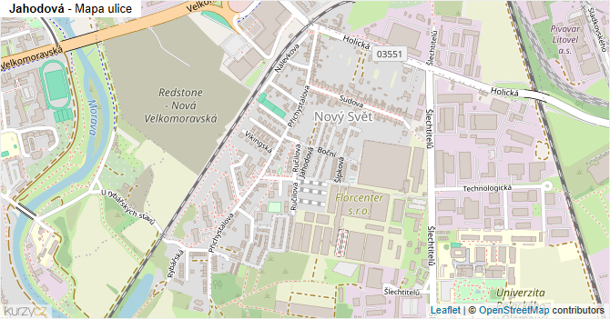 Jahodová - mapa ulice