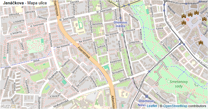 Janáčkova - mapa ulice
