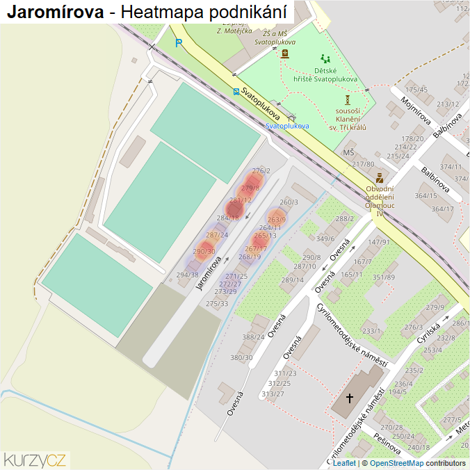 Mapa Jaromírova - Firmy v ulici.