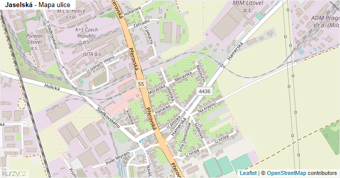 Jaselská - mapa ulice