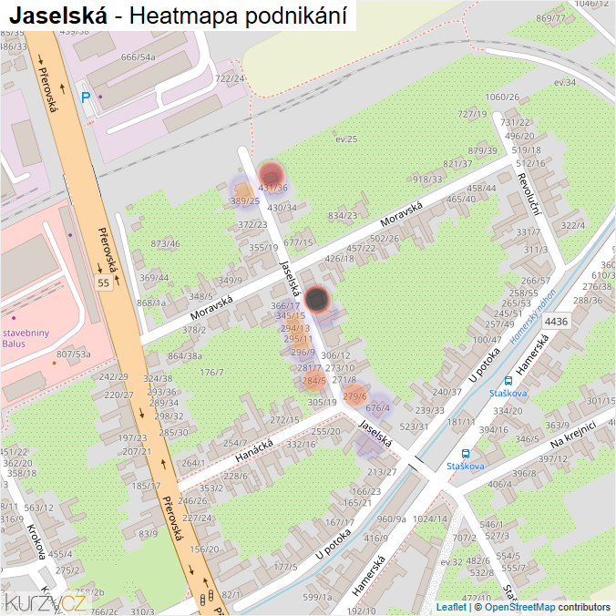 Mapa Jaselská - Firmy v ulici.