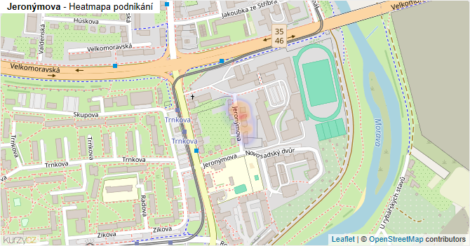 Jeronýmova - mapa podnikání