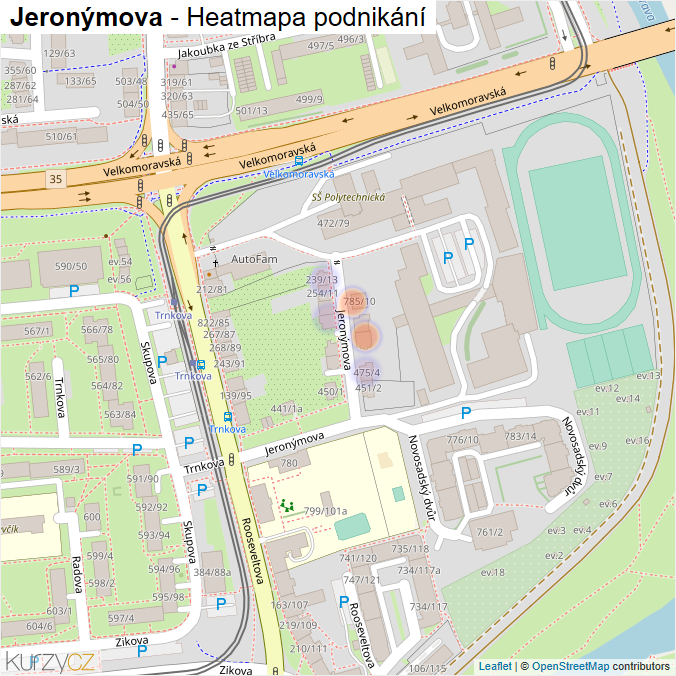Mapa Jeronýmova - Firmy v ulici.