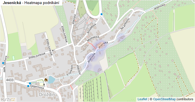 Jesenická - mapa podnikání