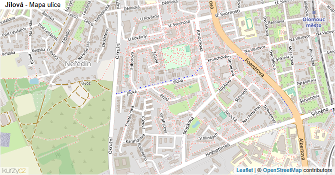 Jílová - mapa ulice