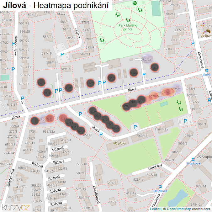 Mapa Jílová - Firmy v ulici.