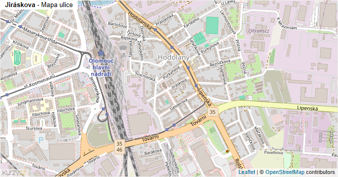 Jiráskova - mapa ulice