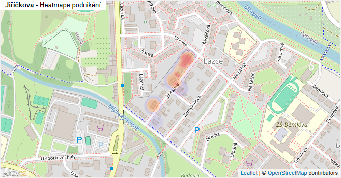 Jiříčkova - mapa podnikání