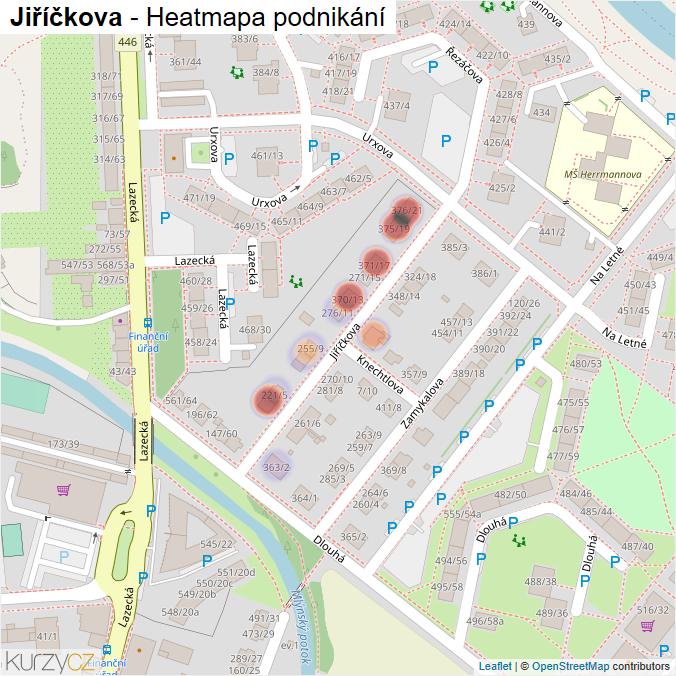 Mapa Jiříčkova - Firmy v ulici.