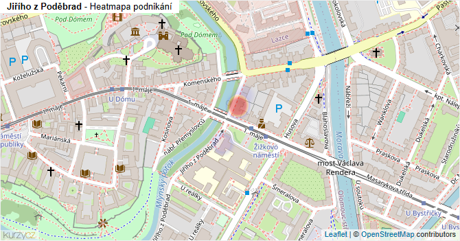 Jiřího z Poděbrad - mapa podnikání