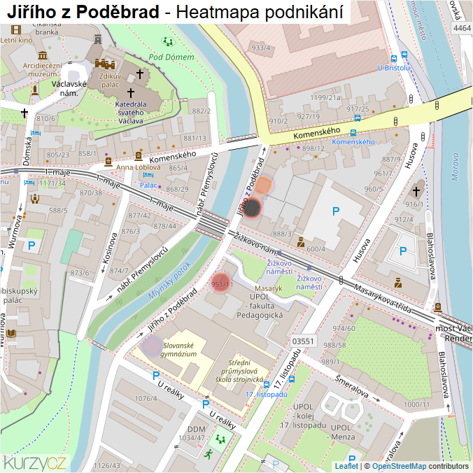 Mapa Jiřího z Poděbrad - Firmy v ulici.