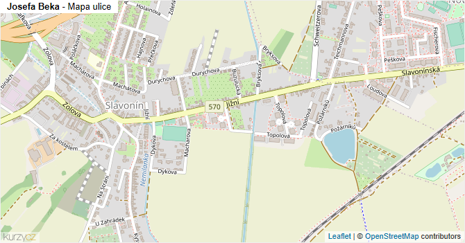 Josefa Beka - mapa ulice