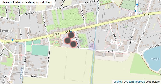 Josefa Beka - mapa podnikání