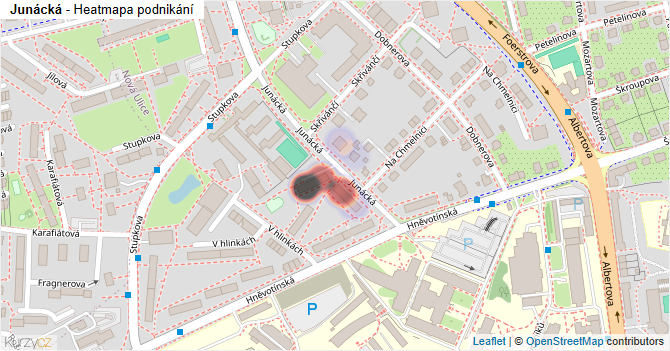 Junácká - mapa podnikání
