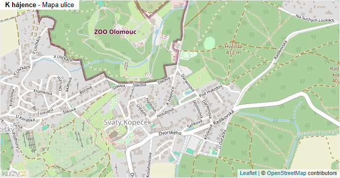 K hájence - mapa ulice