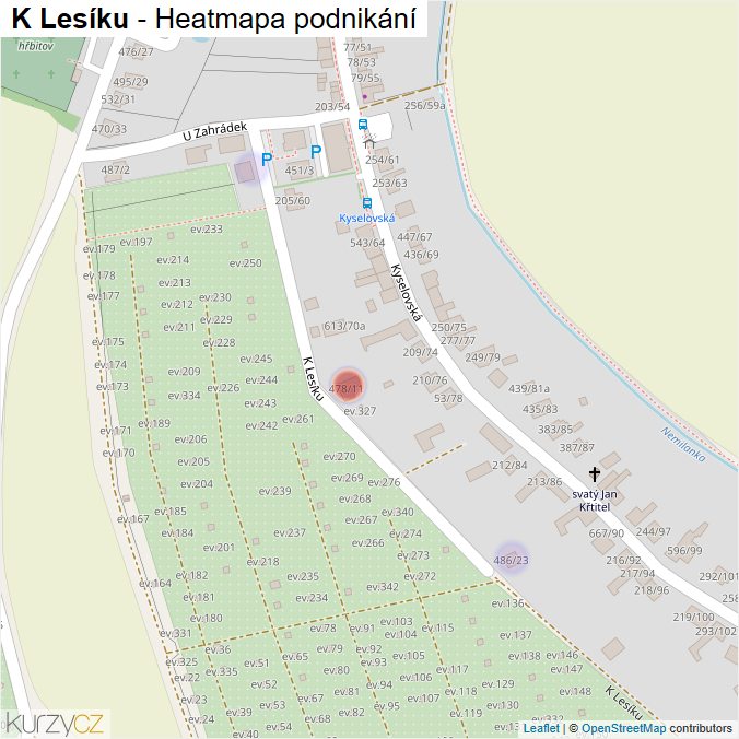 Mapa K Lesíku - Firmy v ulici.