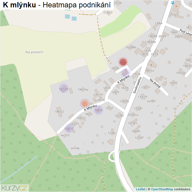 Mapa K mlýnku - Firmy v ulici.