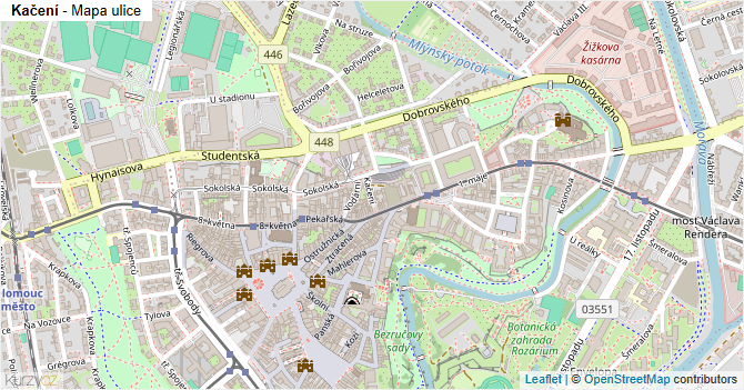Kačení - mapa ulice