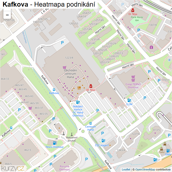 Mapa Kafkova - Firmy v ulici.