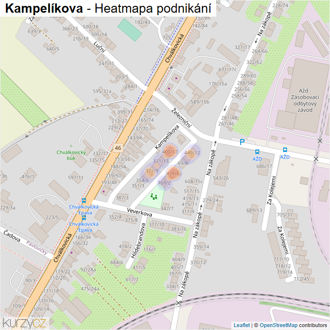 Mapa Kampelíkova - Firmy v ulici.