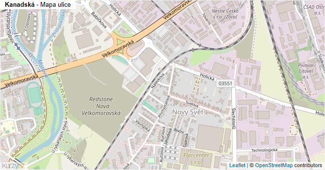 Kanadská - mapa ulice