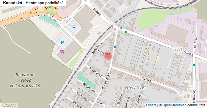 Kanadská - mapa podnikání