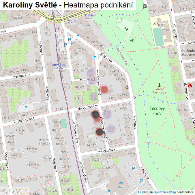 Mapa Karolíny Světlé - Firmy v ulici.