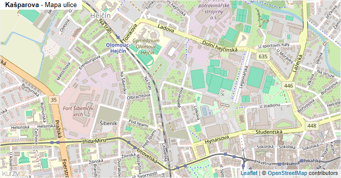 Kašparova - mapa ulice