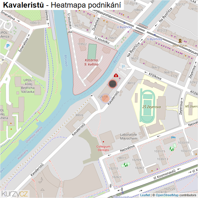 Mapa Kavaleristů - Firmy v ulici.