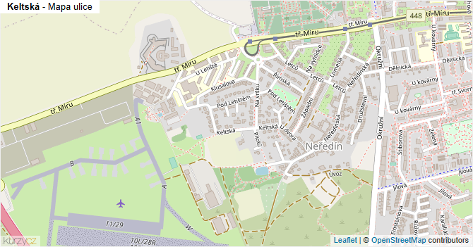 Keltská - mapa ulice