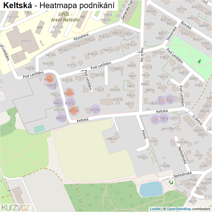 Mapa Keltská - Firmy v ulici.