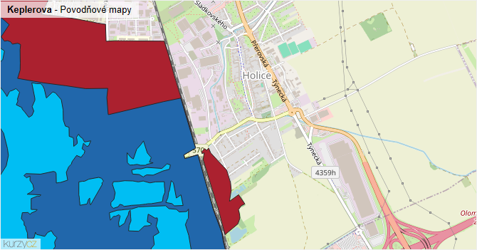 Keplerova - záplavové mapy stoleté vody