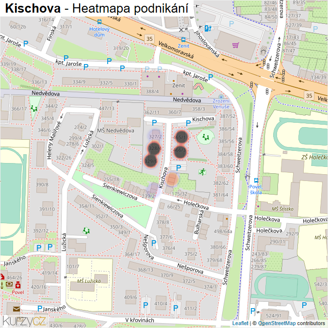 Mapa Kischova - Firmy v ulici.
