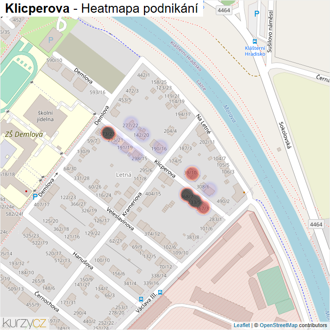 Mapa Klicperova - Firmy v ulici.