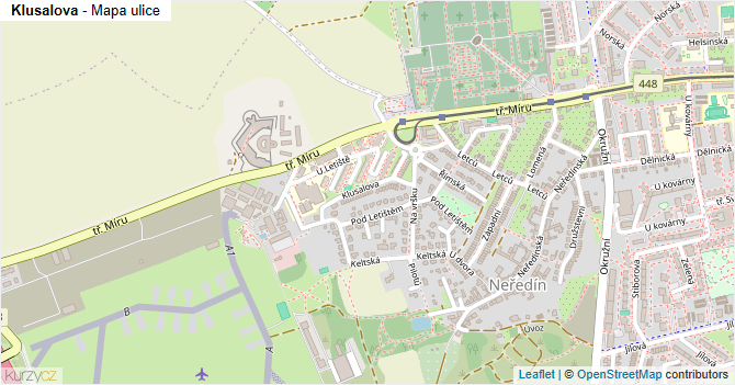 Klusalova - mapa ulice