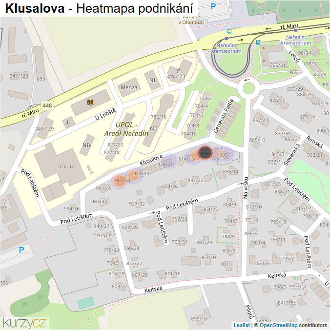 Mapa Klusalova - Firmy v ulici.