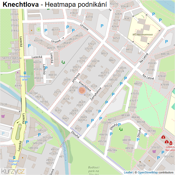 Mapa Knechtlova - Firmy v ulici.