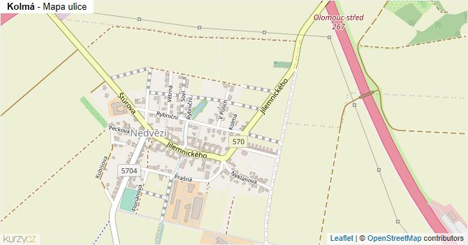 Kolmá - mapa ulice