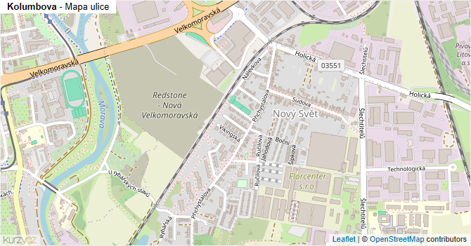 Kolumbova - mapa ulice