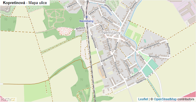 Kopretinová - mapa ulice
