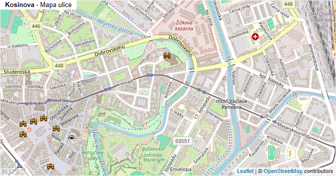 Kosinova - mapa ulice