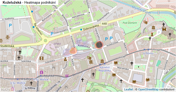 Koželužská - mapa podnikání